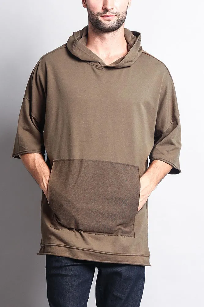 Men's Over Sized Hooded T-Shirt With Extended Hem