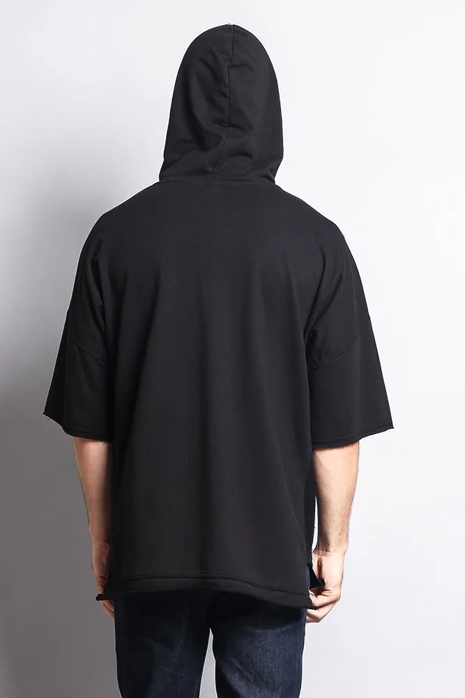 Men's Over Sized Hooded T-Shirt With Extended Hem