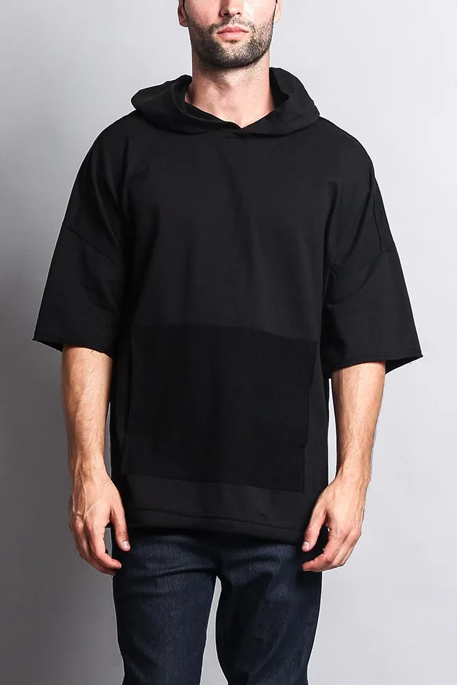 Men's Over Sized Hooded T-Shirt With Extended Hem