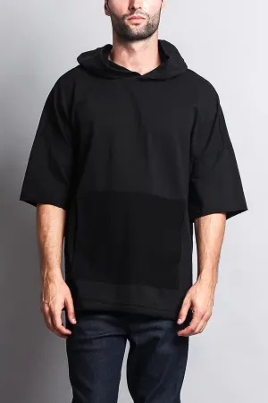 Men's Over Sized Hooded T-Shirt With Extended Hem