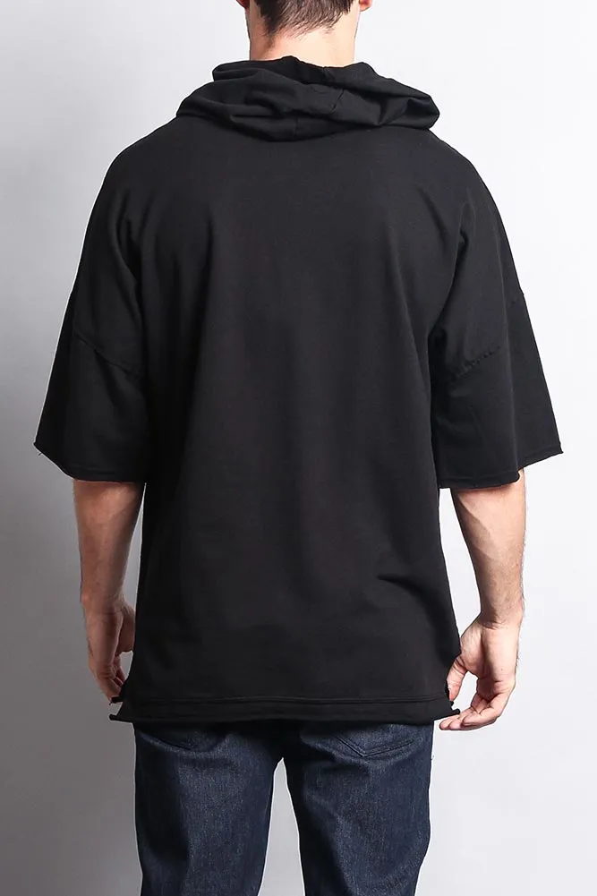 Men's Over Sized Hooded T-Shirt With Extended Hem