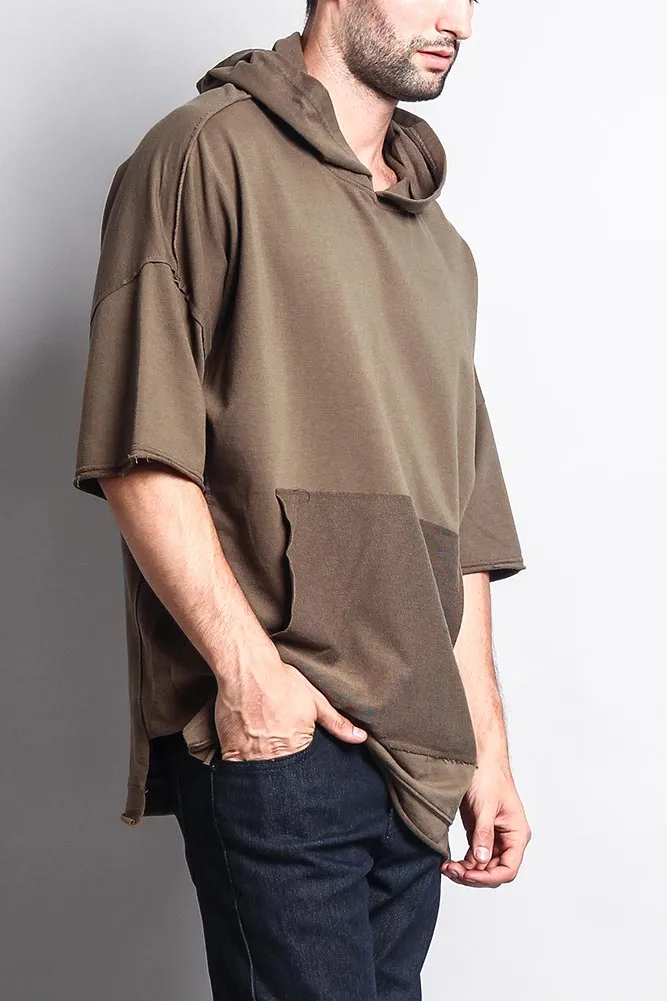 Men's Over Sized Hooded T-Shirt With Extended Hem