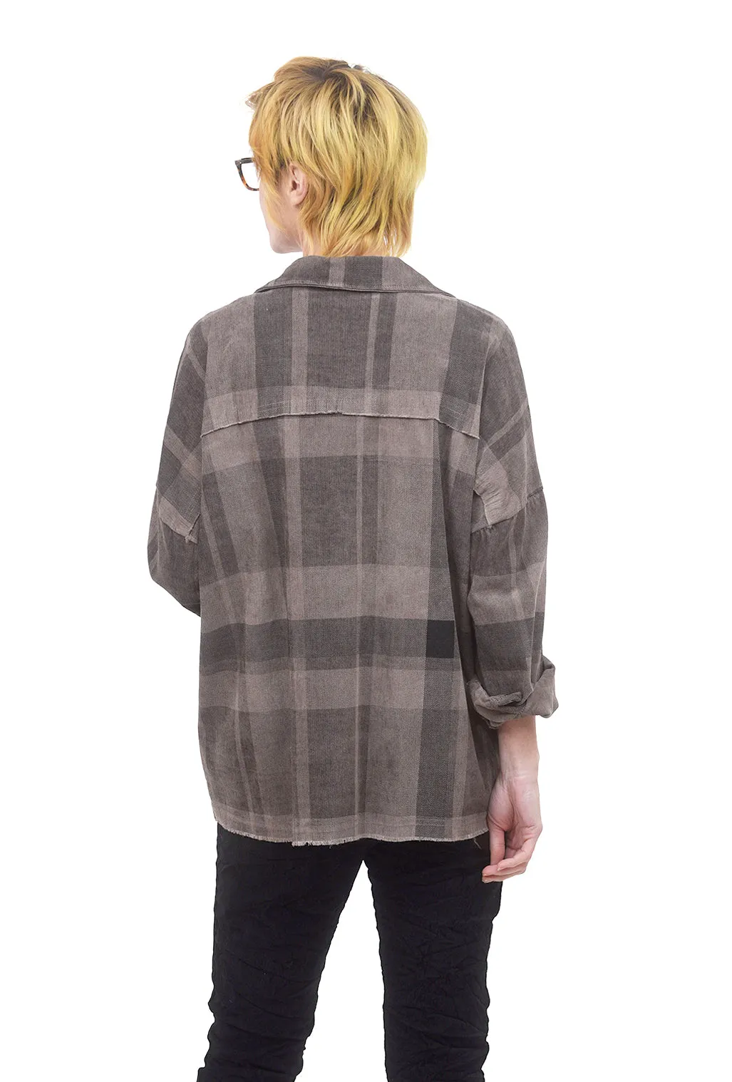 Micro-Corduroy Plaid Jacket, Taupe