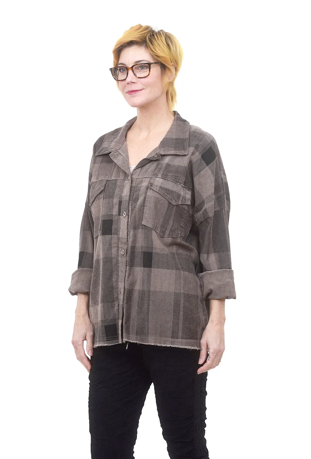 Micro-Corduroy Plaid Jacket, Taupe