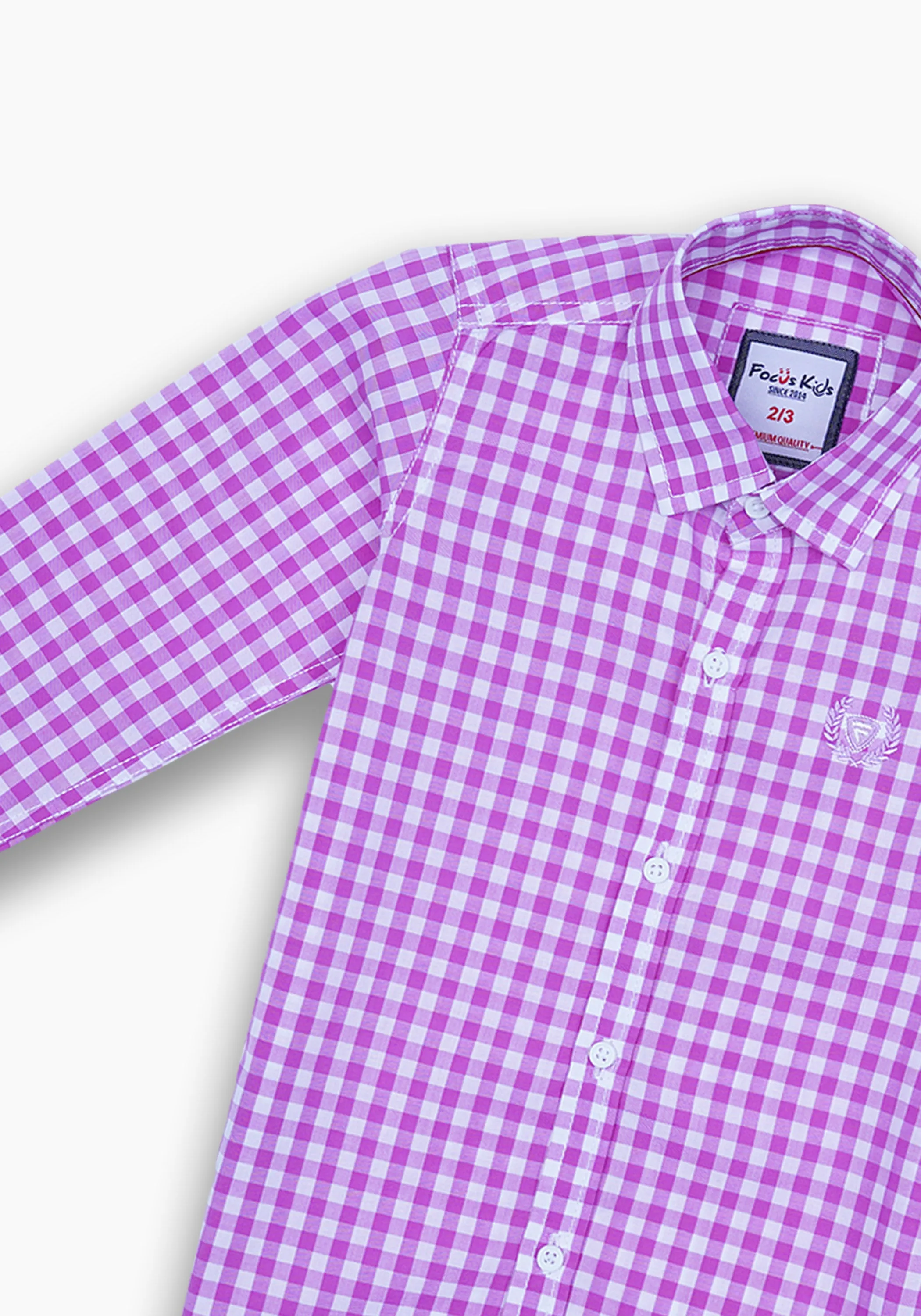 Mini Boy Lilac Checkered Shirt