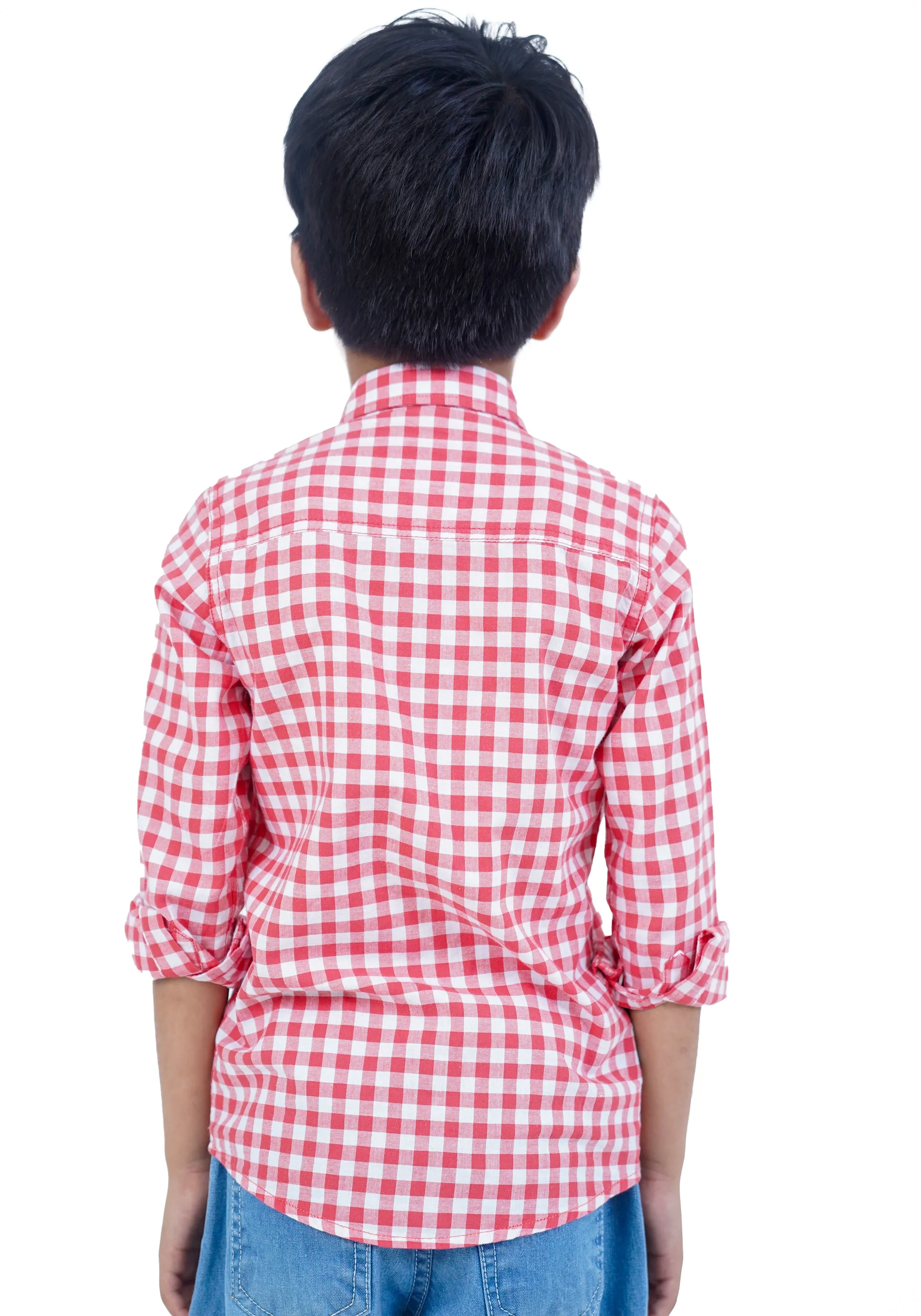 Mini Boy Red Checkered Shirt