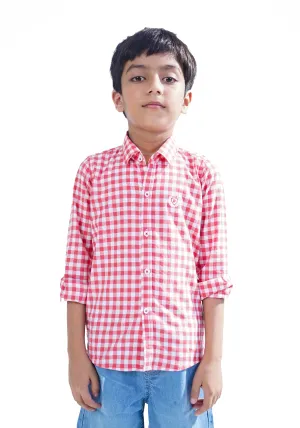 Mini Boy Red Checkered Shirt