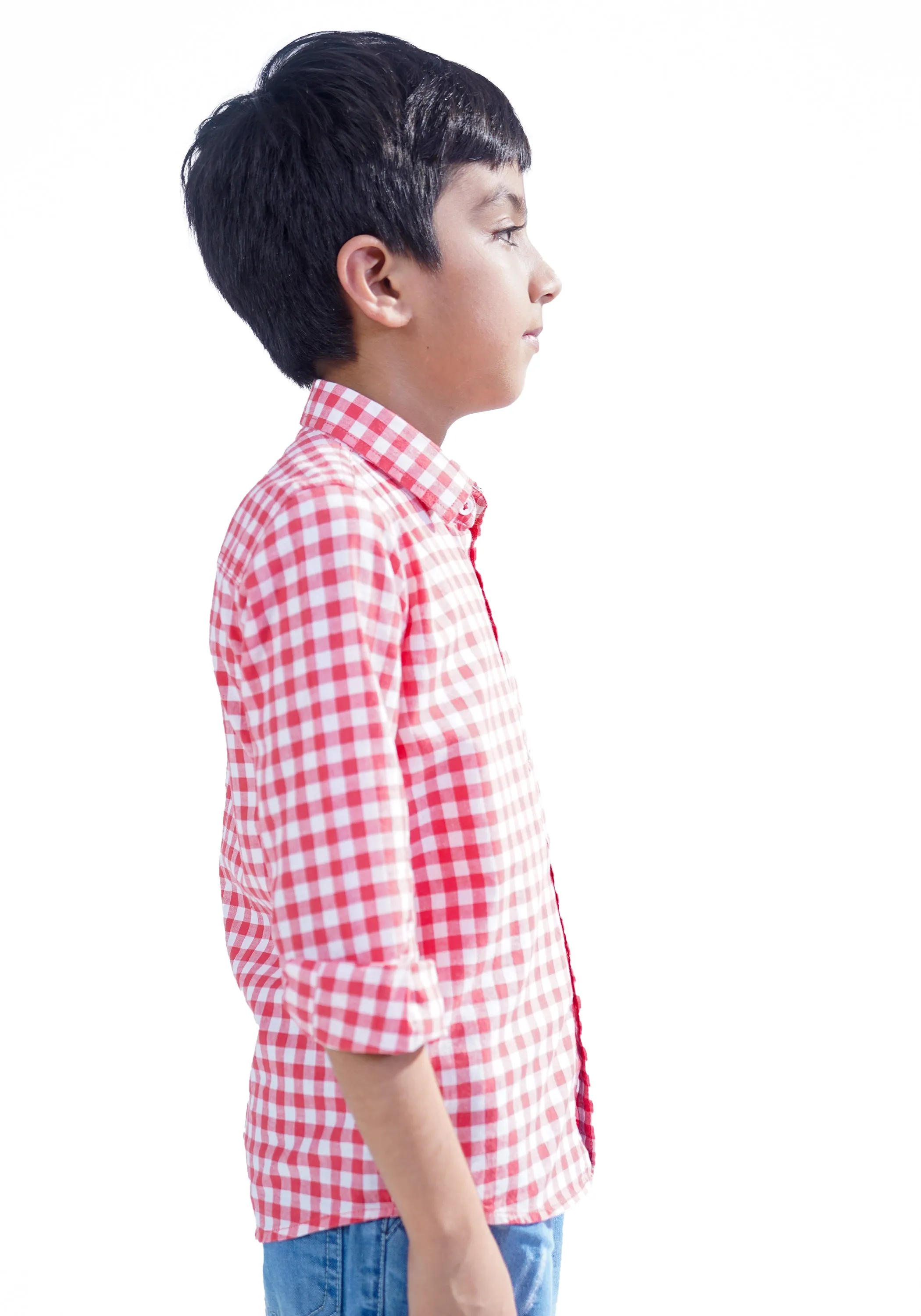 Mini Boy Red Checkered Shirt