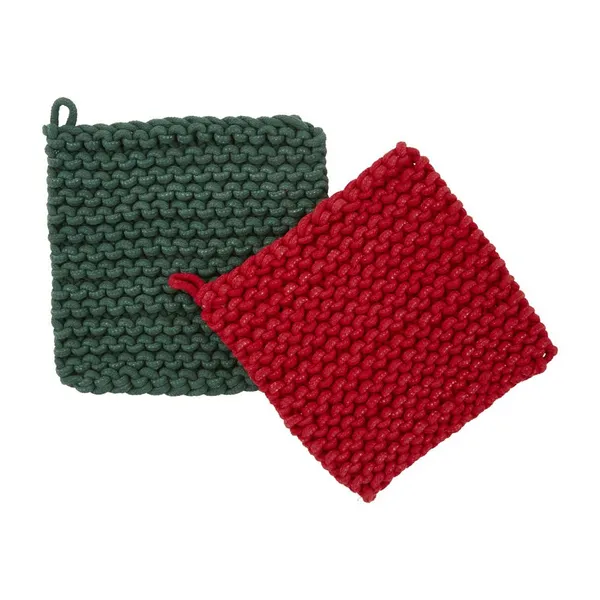 Mudpie Christmas Colors Crochet Pot Holder Set