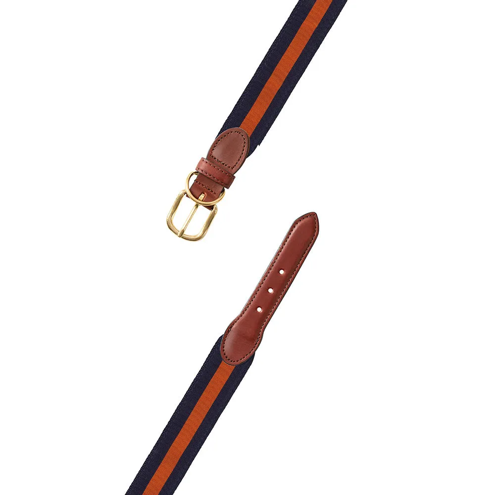 Navy & Orange Grosgrain Ribbon Dog Collar