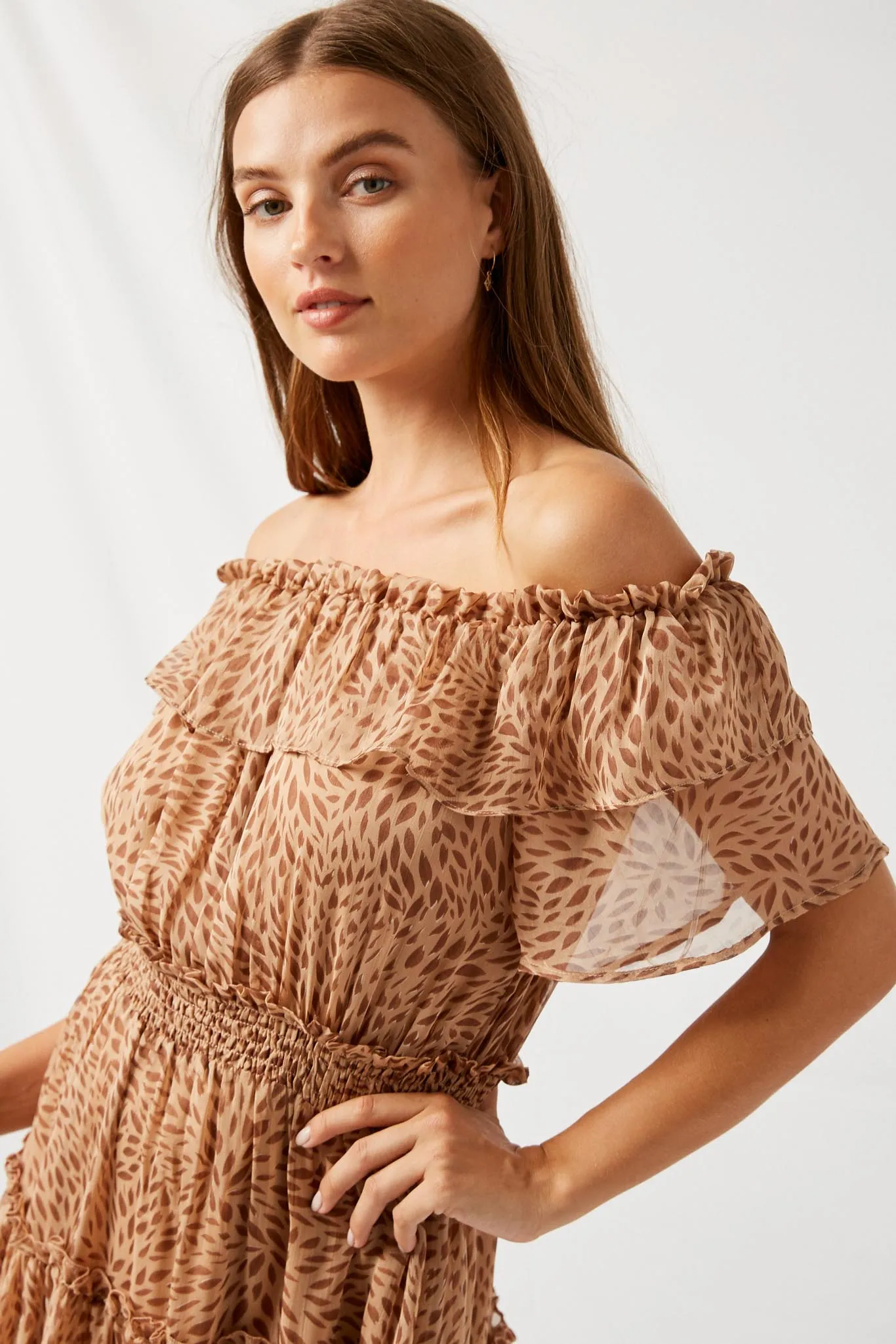 Off Shoulder Ruffle Mini Dress