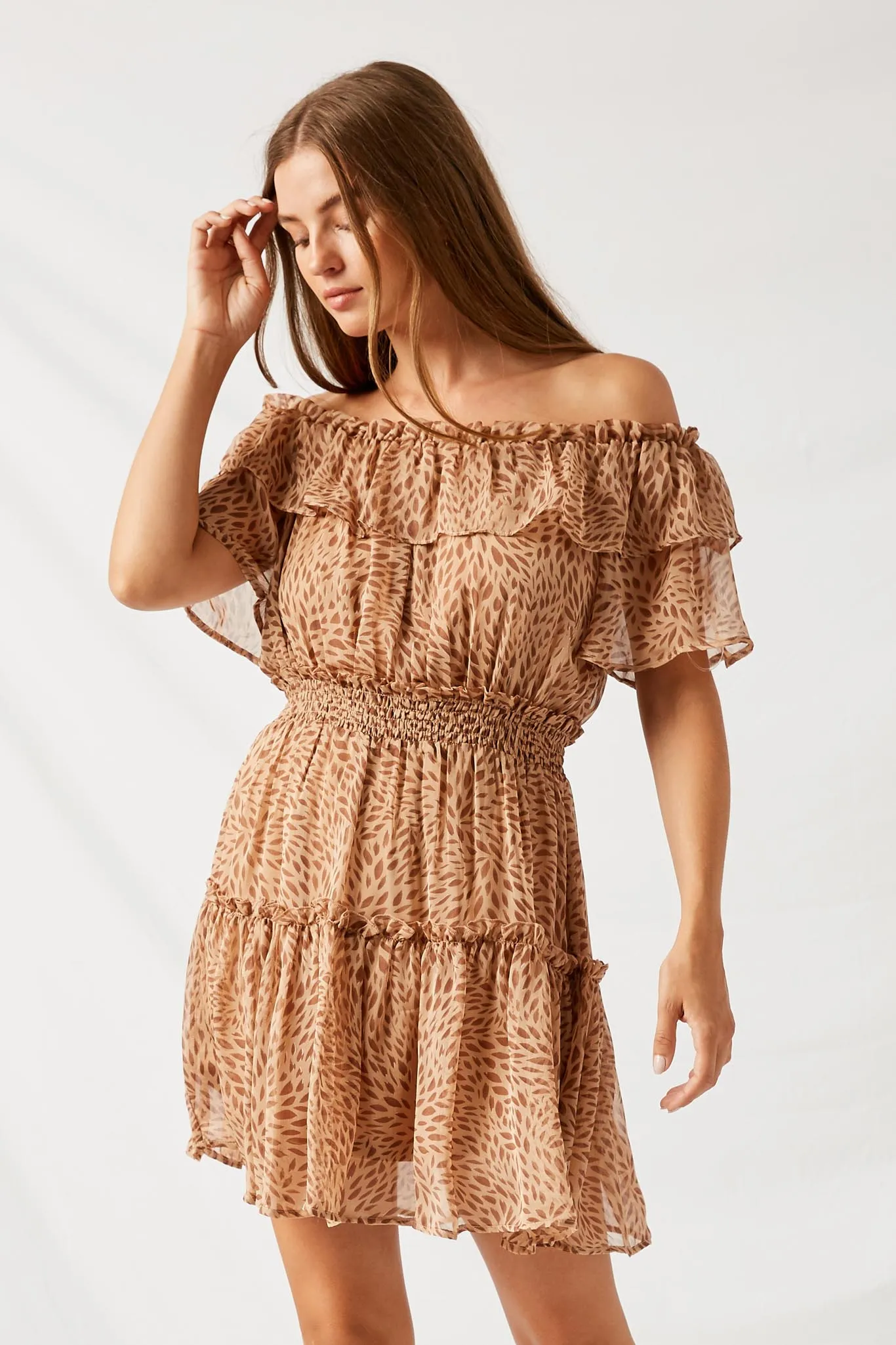 Off Shoulder Ruffle Mini Dress