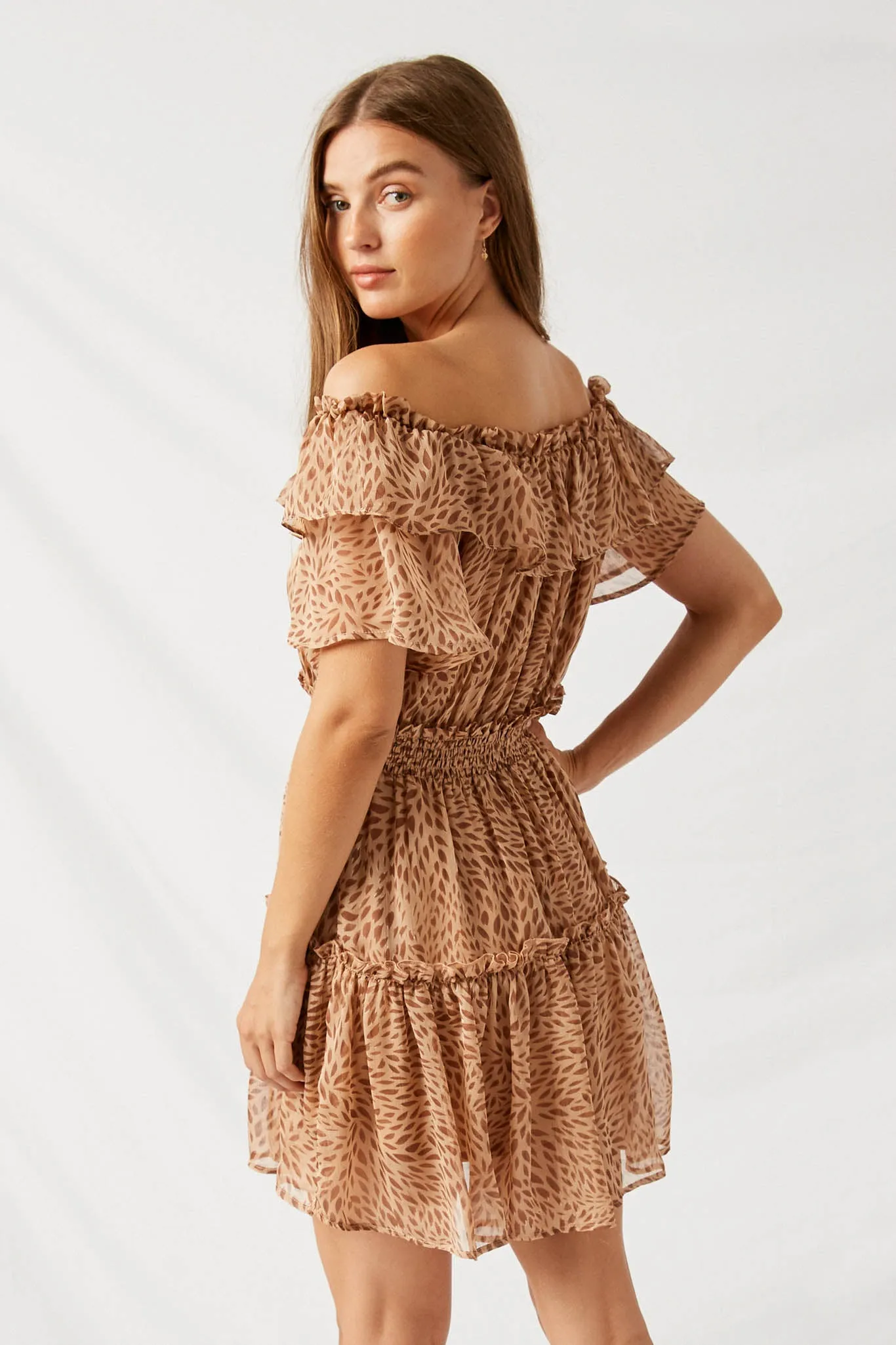 Off Shoulder Ruffle Mini Dress