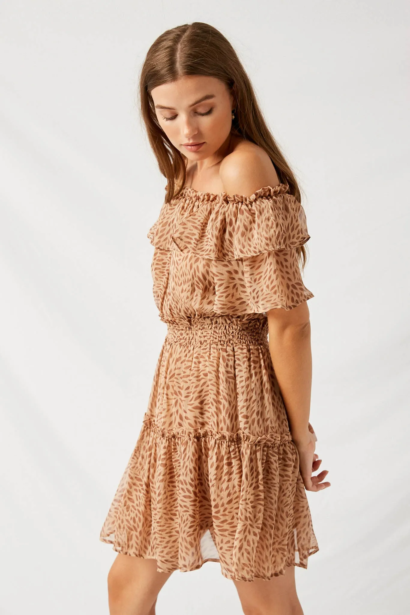 Off Shoulder Ruffle Mini Dress