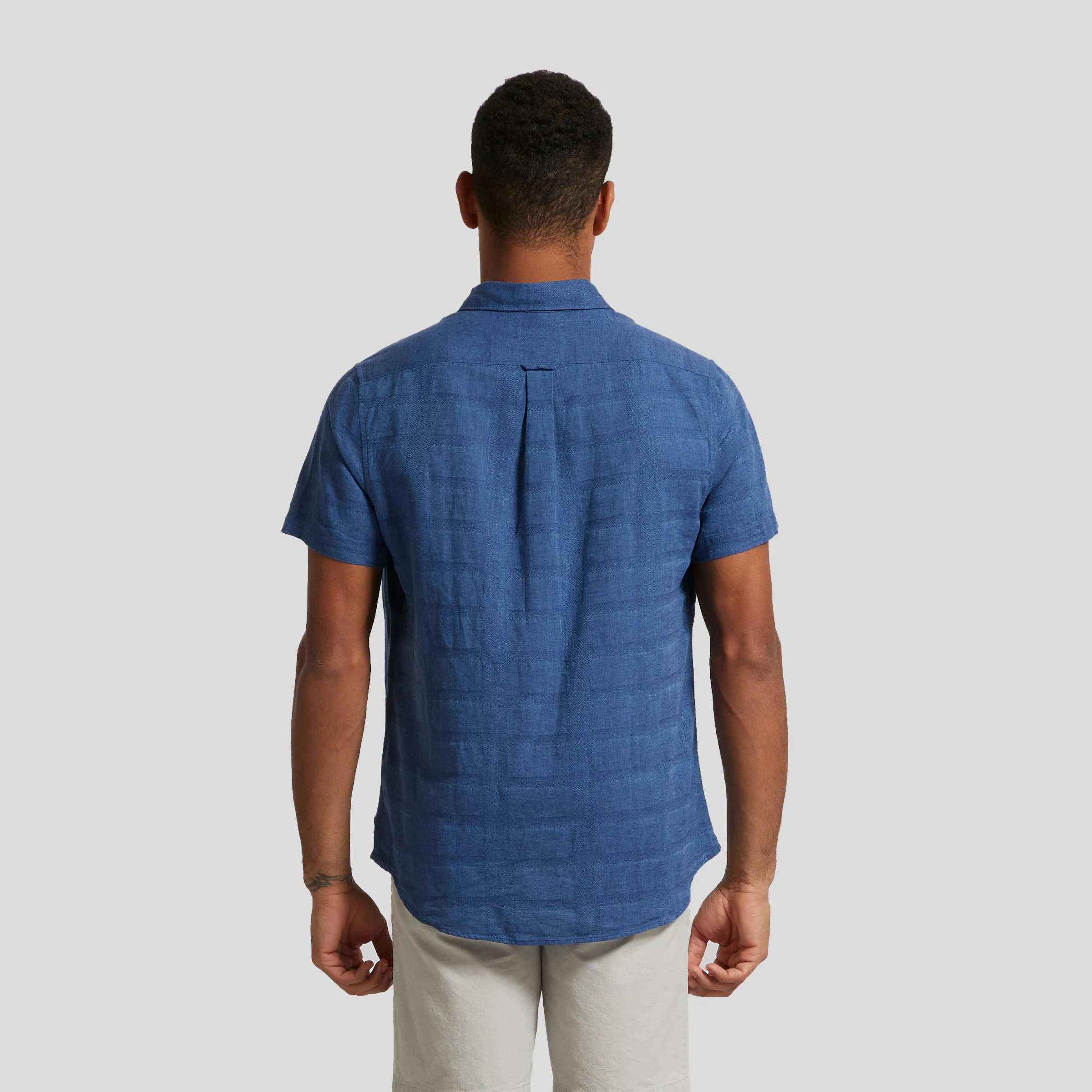 Outback Linen Cotton Dobby Shirt - Ensign Blue