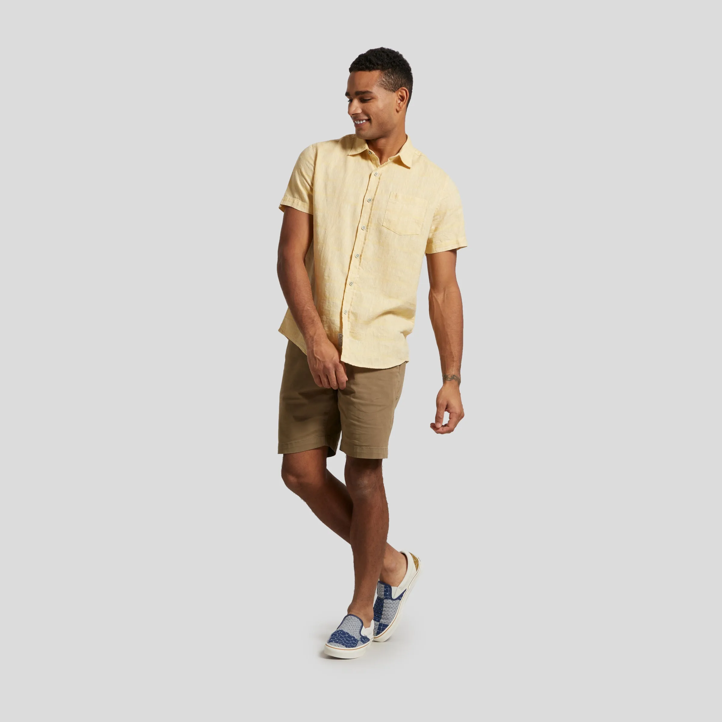 Outback Linen Cotton Dobby Shirt - New Wheat