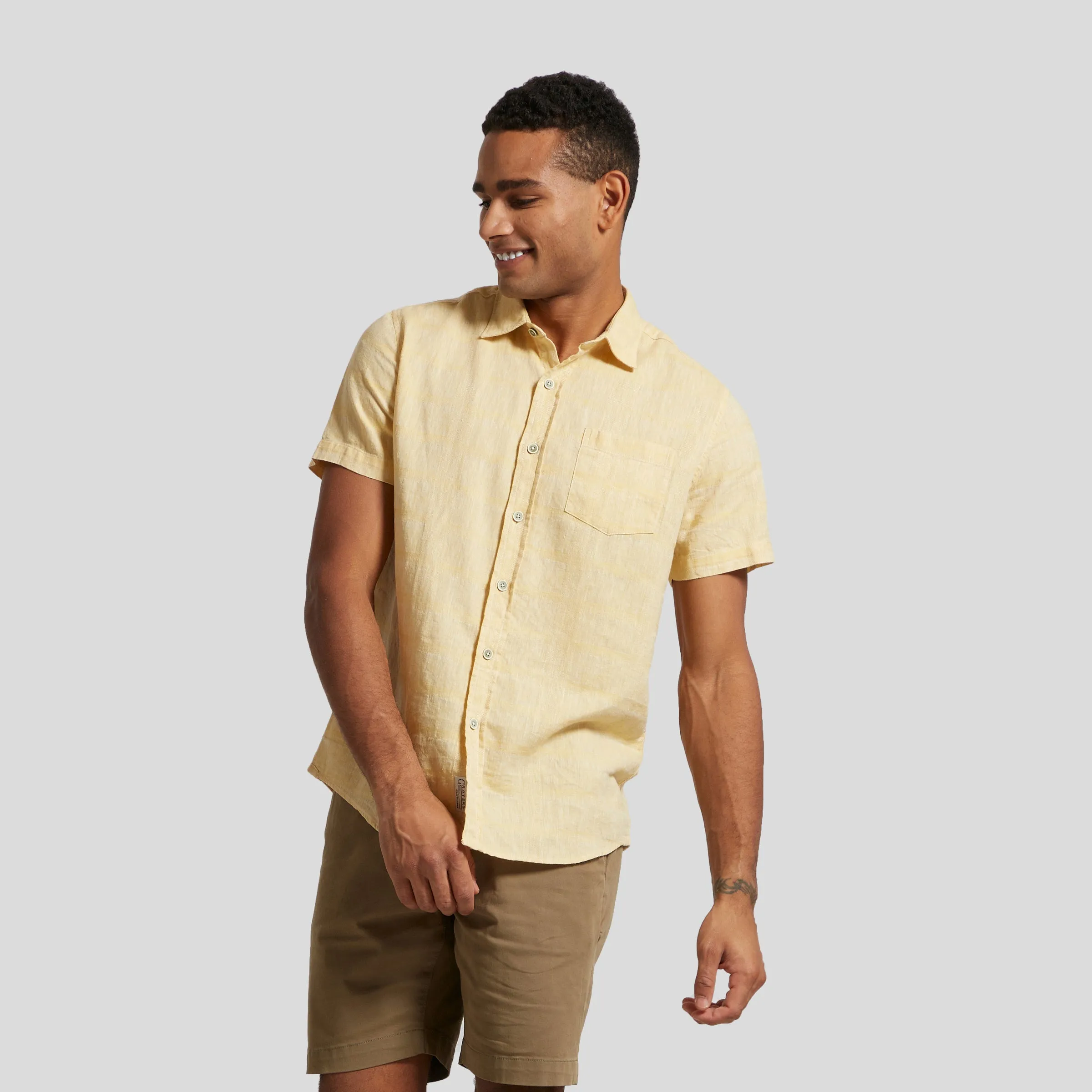 Outback Linen Cotton Dobby Shirt - New Wheat