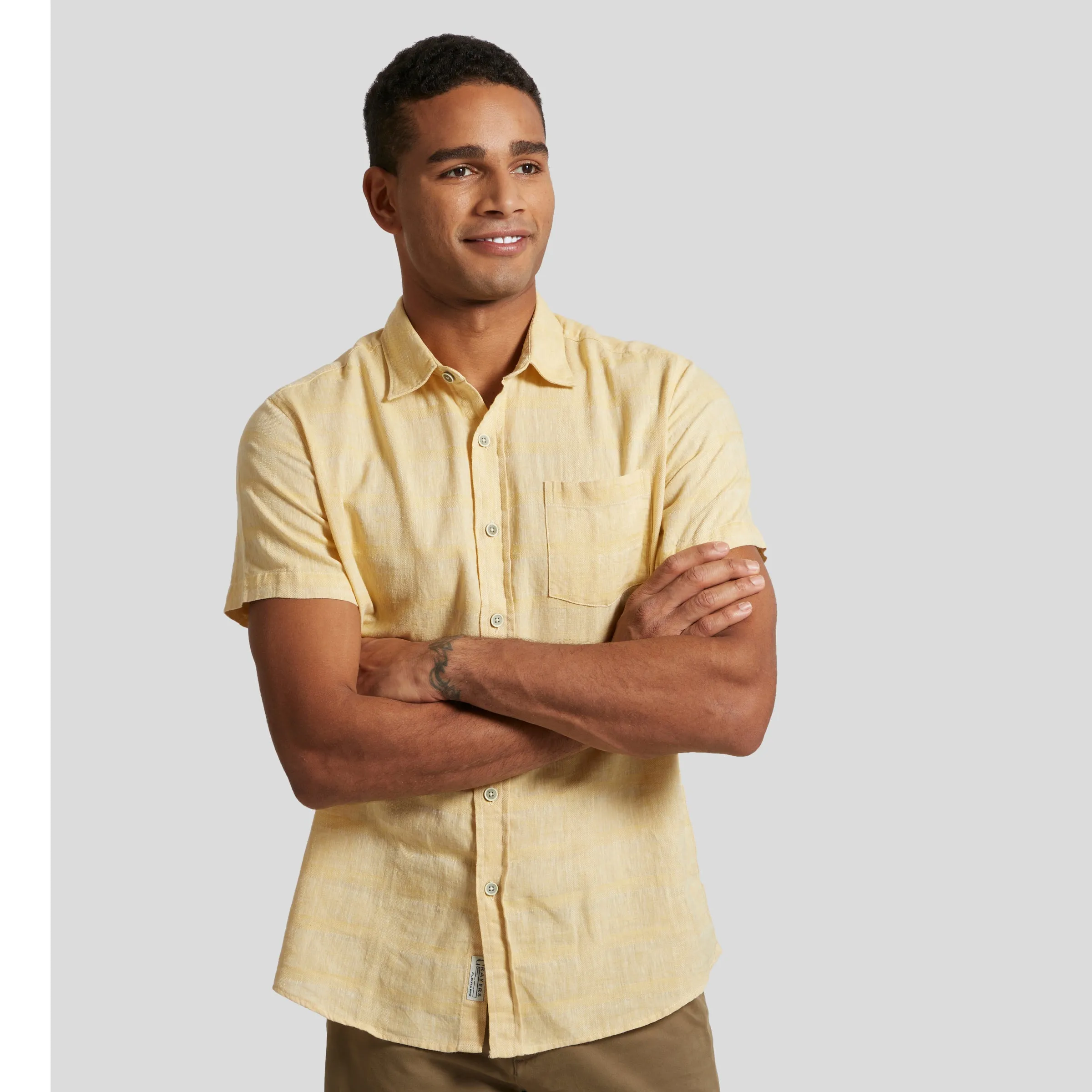 Outback Linen Cotton Dobby Shirt - New Wheat