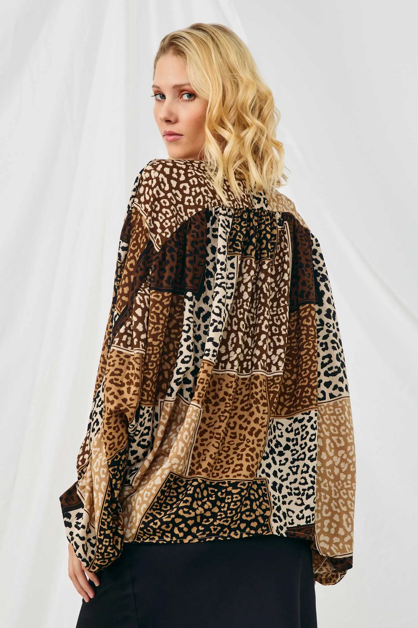 Patchwork Leopard Print Open Cardigan