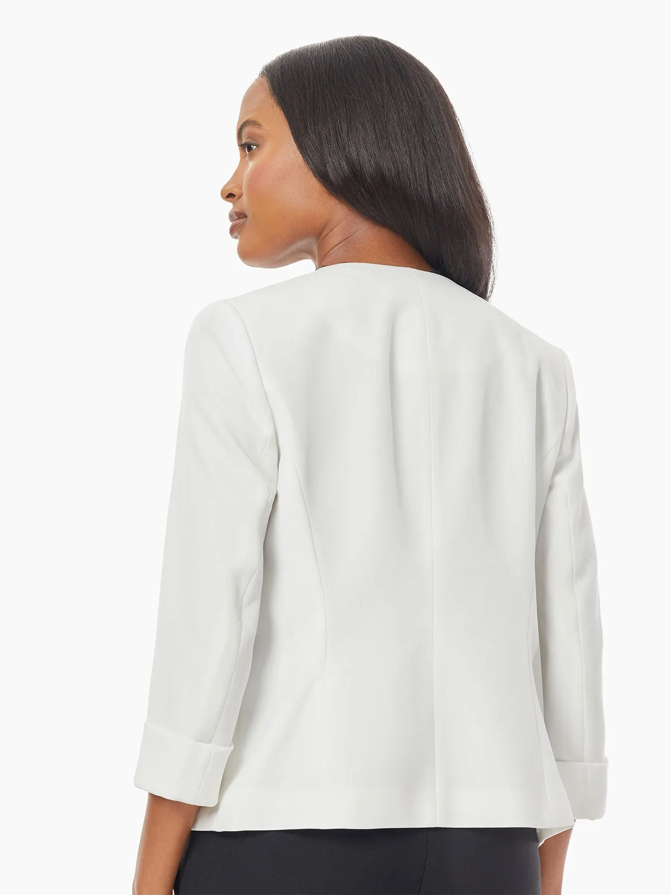 Petite Rolled Cuff Stretch Crepe Jacket