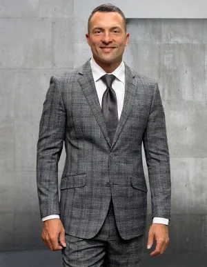 Pietro 2-Piece Modern Fit Gray Plaid Suit