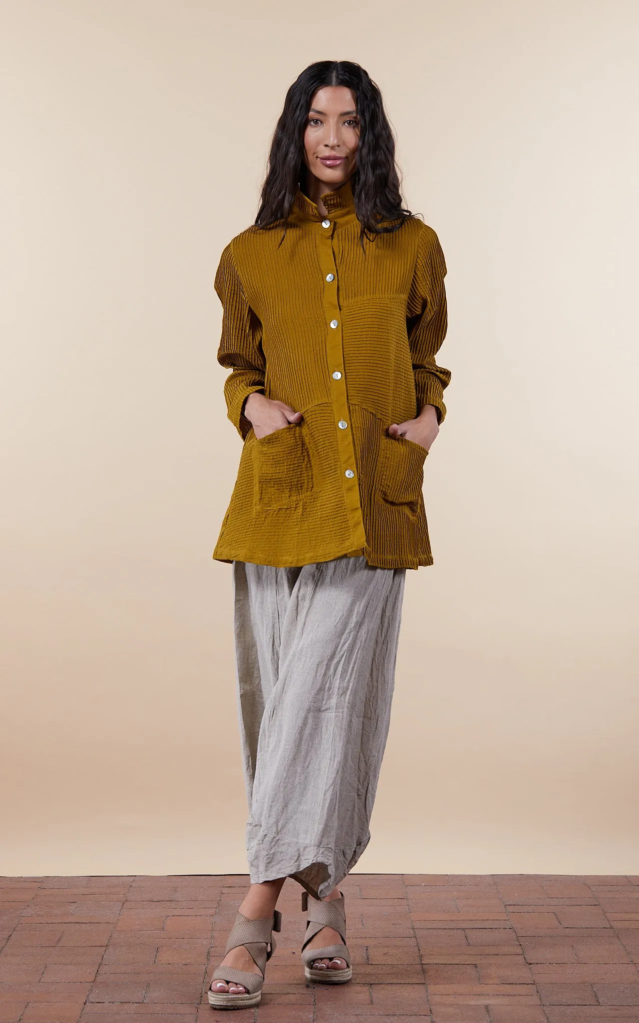 Pintuck Jacket, Mixed Direction, Citron