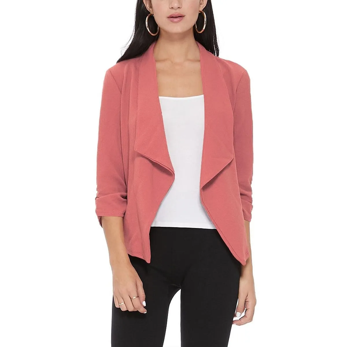 Pumpkin Solid Draped Blazer