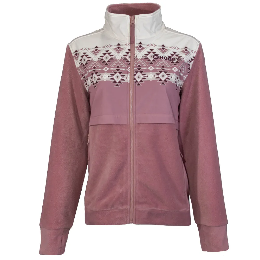 "Ladies Tech Fleece Jacket" Pink w/White Aztec