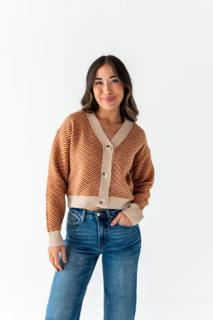 Ravi Cropped Cardigan in Rust