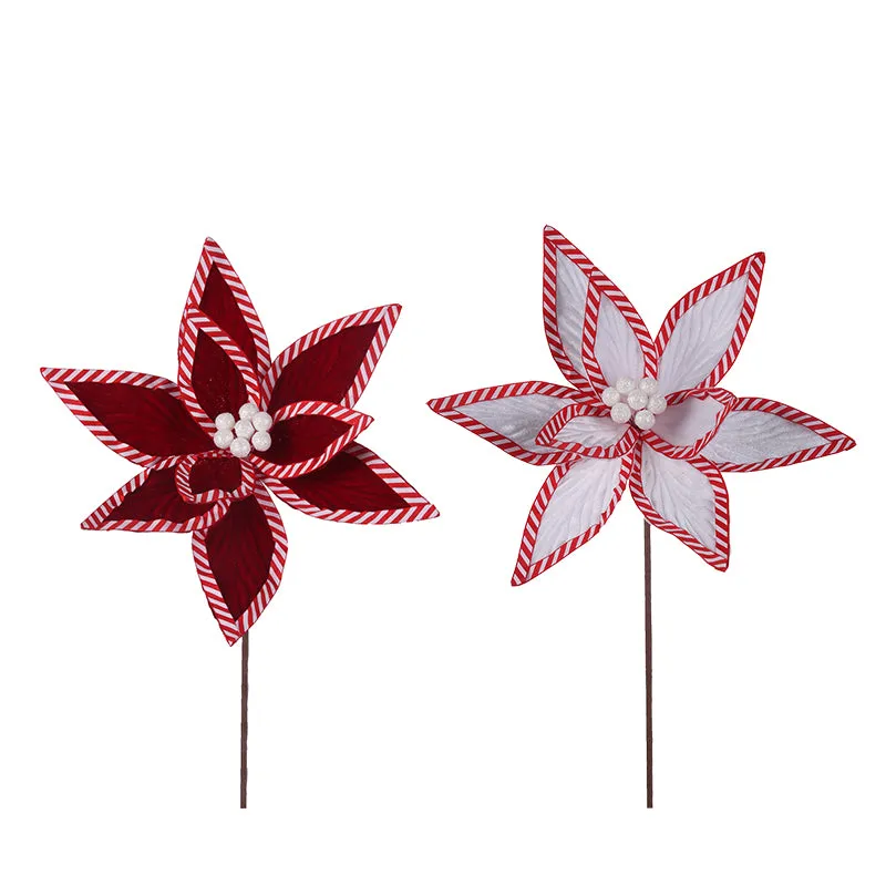 Red & White Poinsettia Stem