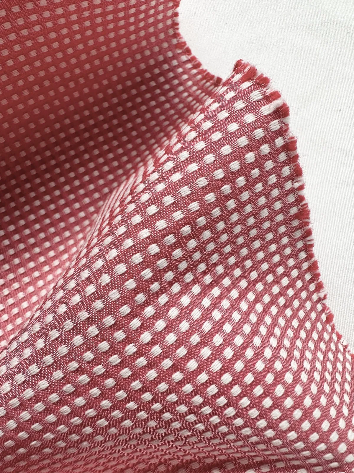 Red Seed Stitch Cotton Shirting