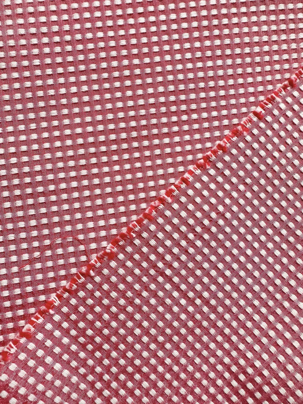 Red Seed Stitch Cotton Shirting