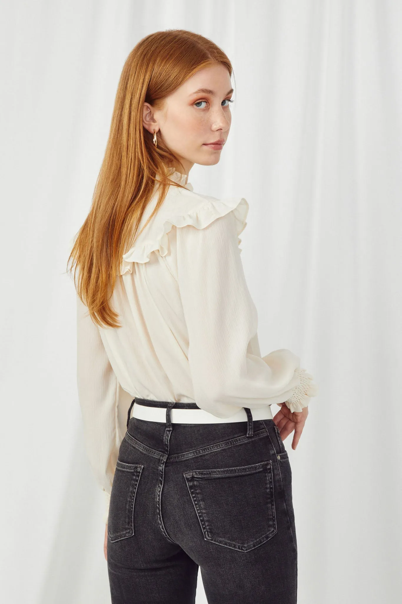 Ruffle Detailed Button Down Blouse