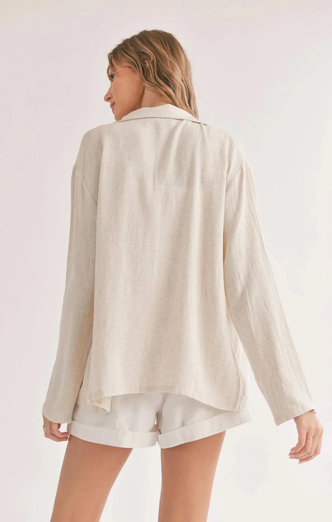 Sadie And Sage La Luna Linen Blend Jacket With Pockets