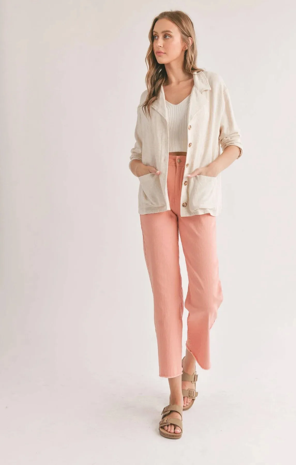 Sadie And Sage La Luna Linen Blend Jacket With Pockets