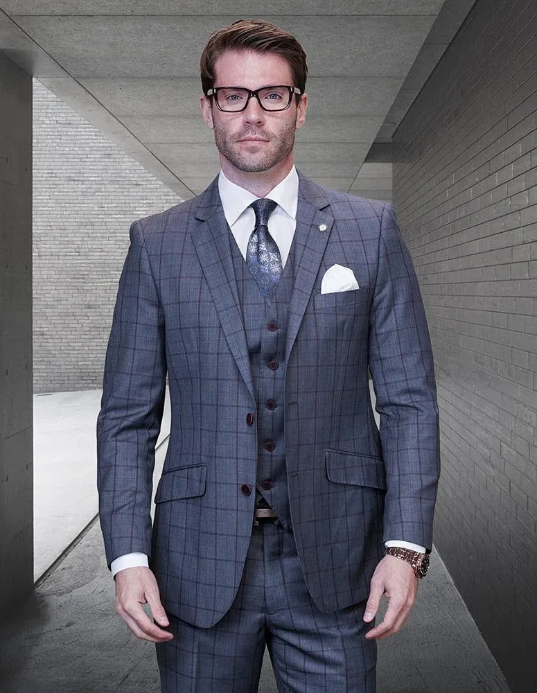 Modern Fit Charcoal Salvatore 3-Piece Suit for Men