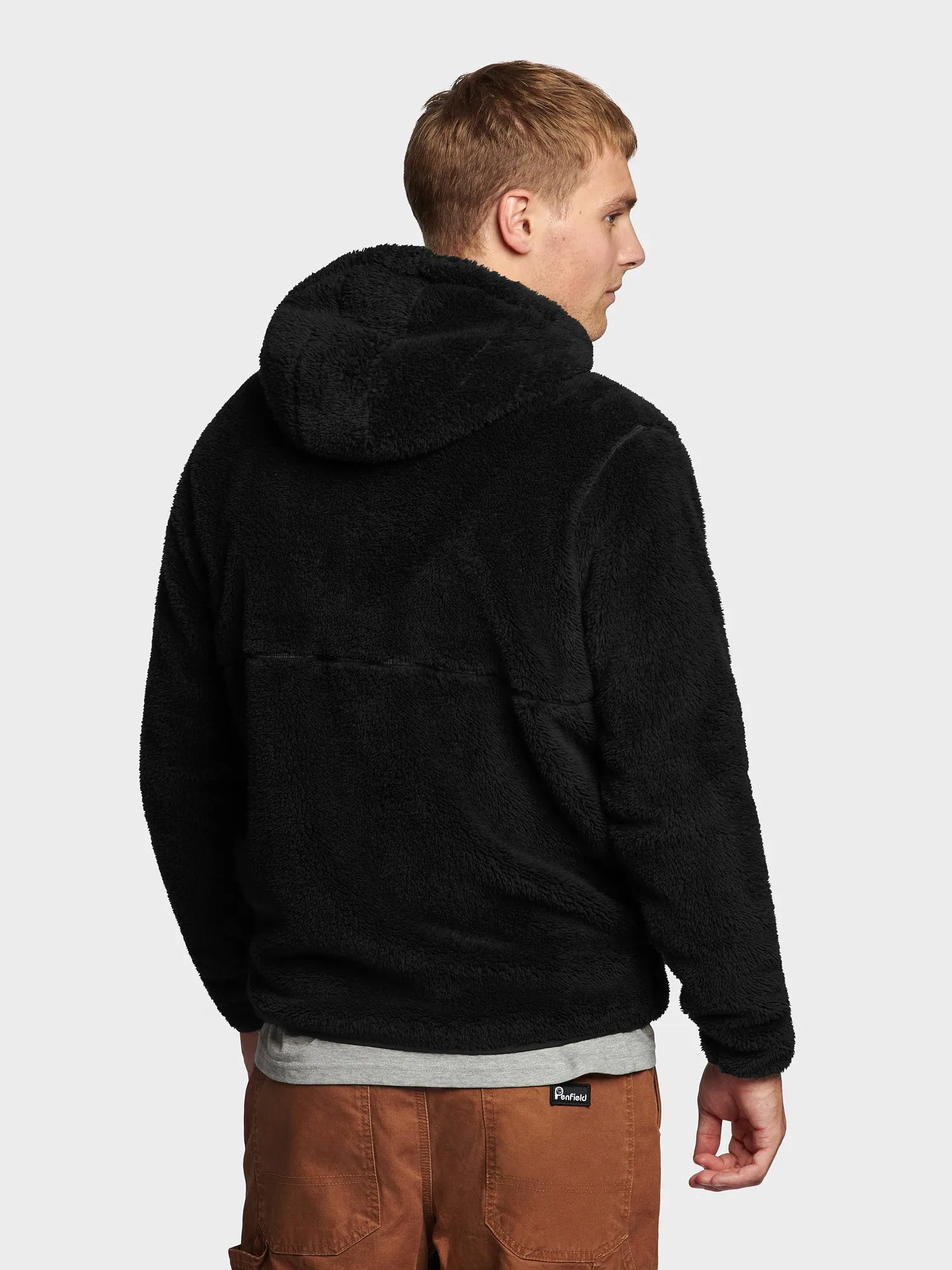 Teddy Fleece Zip Hoodie in Black