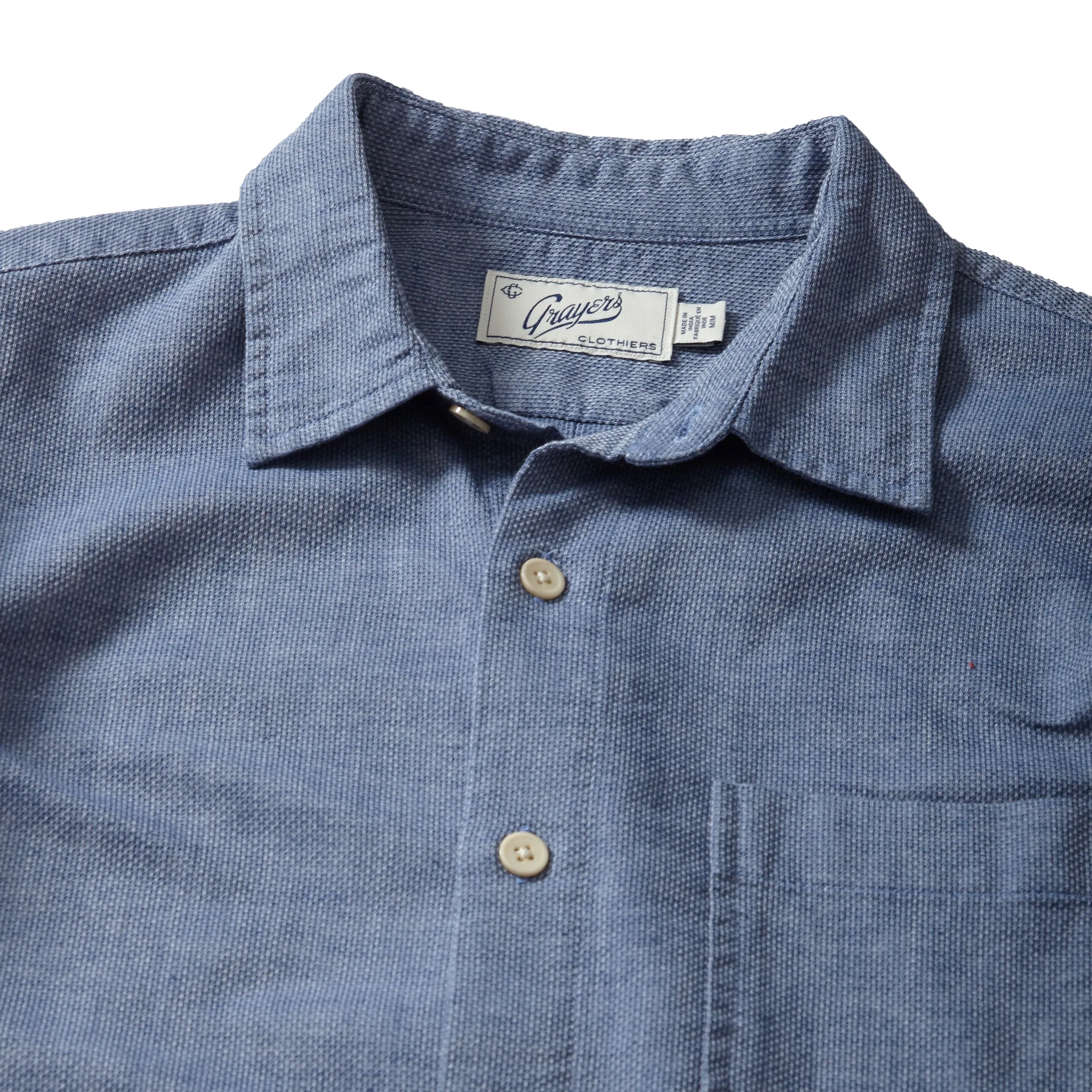 Textured Basketweave Shirt - Blue