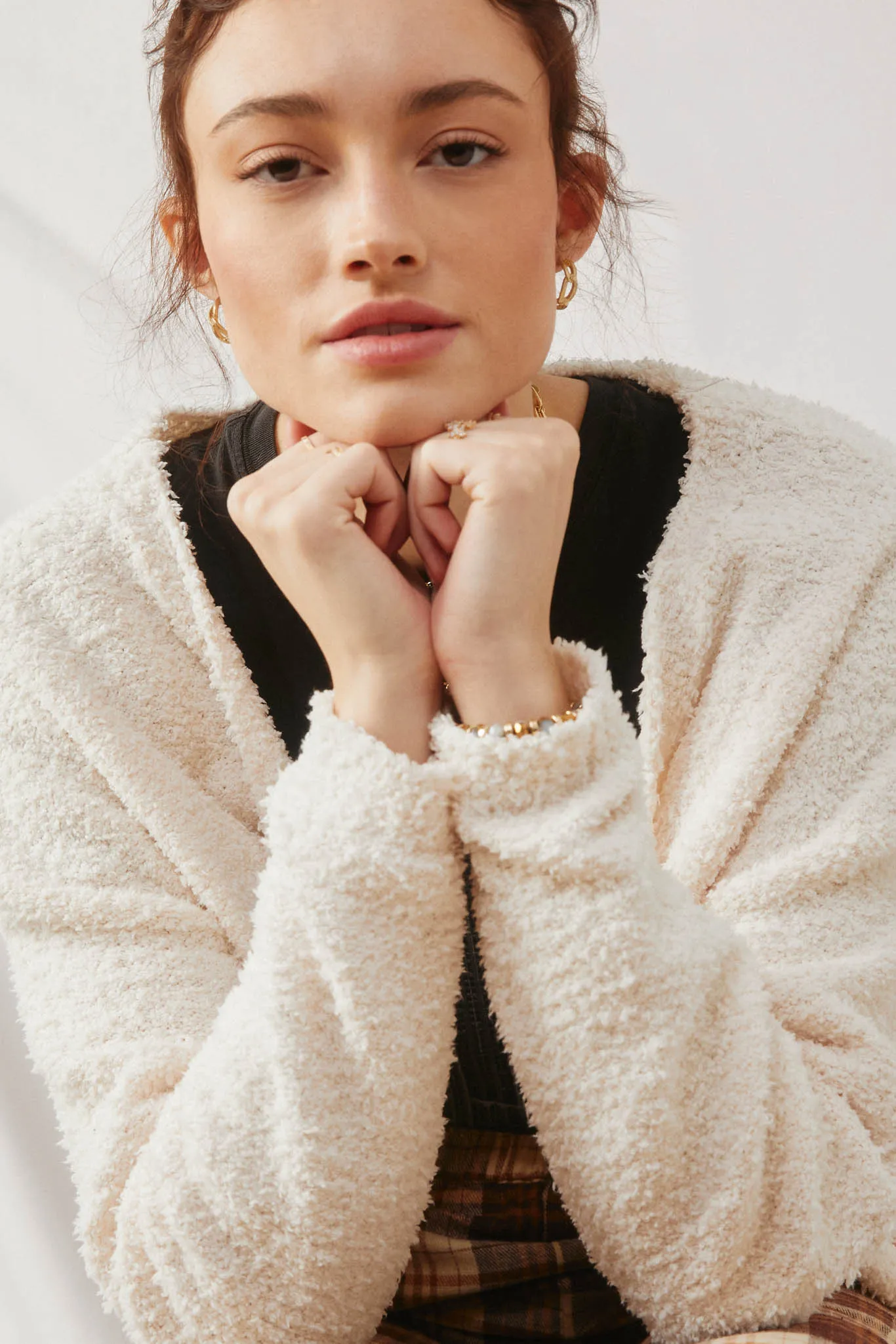 Textured Soft Open Sweater Knit Cardigan