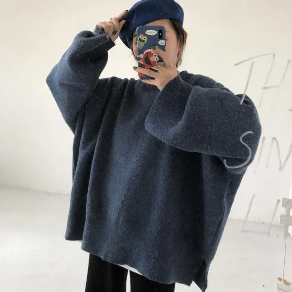 Warm Oversize Huge Solid Colors Sweater