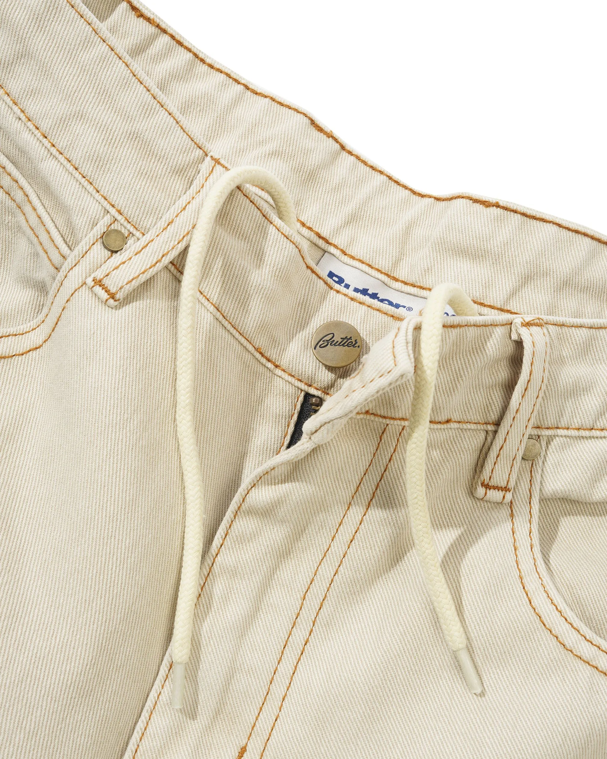 Mens Heavyweight Washed Khaki Denim Jeans - Weathergear Collection