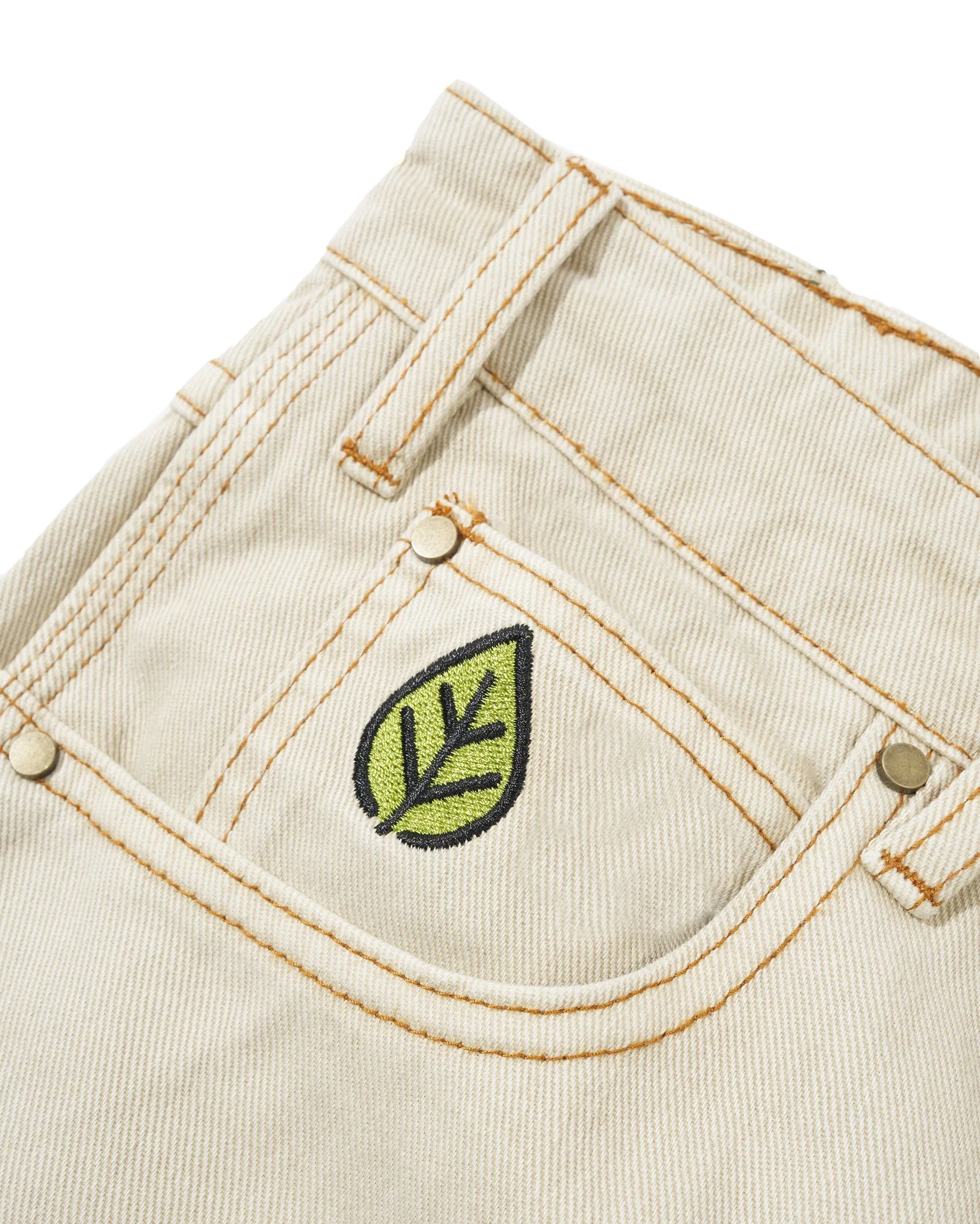 Mens Heavyweight Washed Khaki Denim Jeans - Weathergear Collection