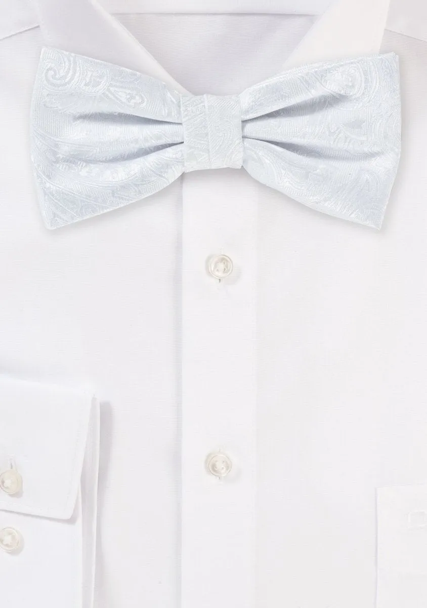 White Proper Paisley Bowtie