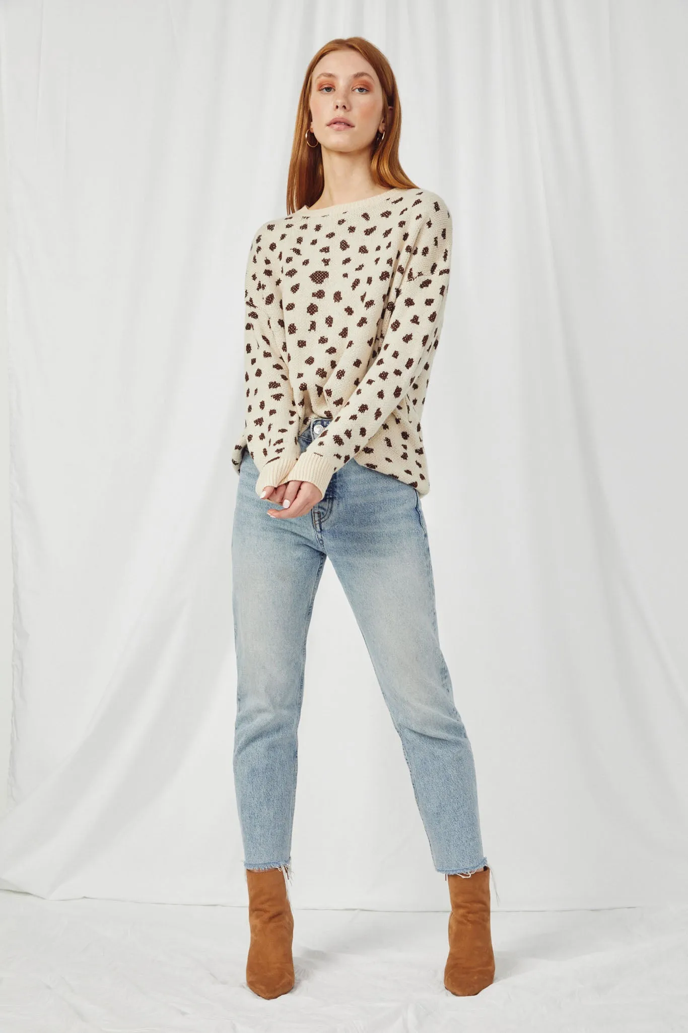 Womens Leopard Print Pullover Sweater Top